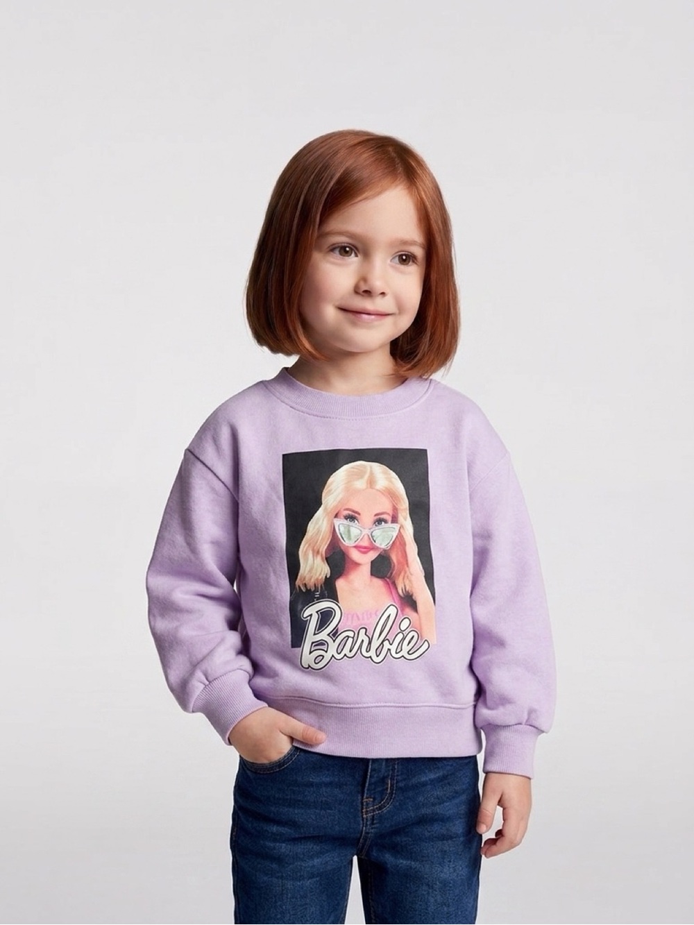 Cotton On Kids Barbie Lavender Purple Graphic Crewneck Sweatshirt Size 3